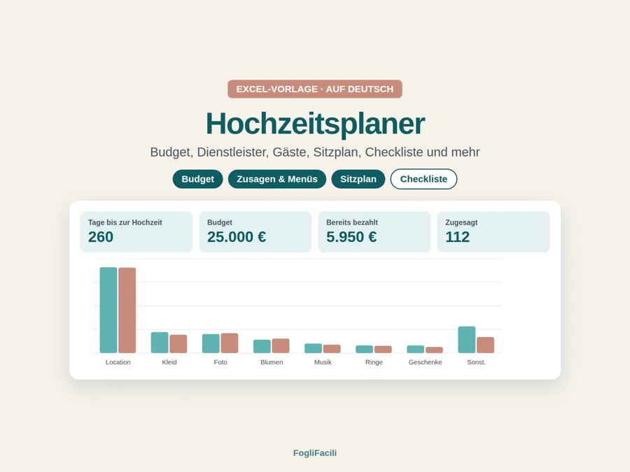 Hochzeitsplaner Excel: Vorschau